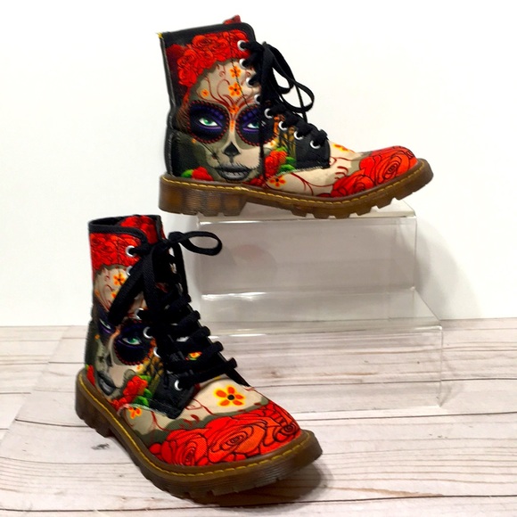 Moto boot Day of Dead graphic size 6.5 Woman - Picture 2 of 13
